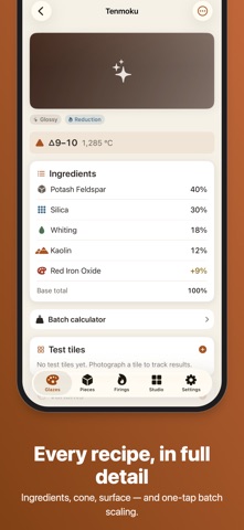 Cone6: Glaze & Kiln Log iPhone screenshot
