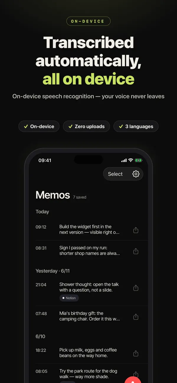Screenshot #3 pour Talk Memo: Watch Voice Notes