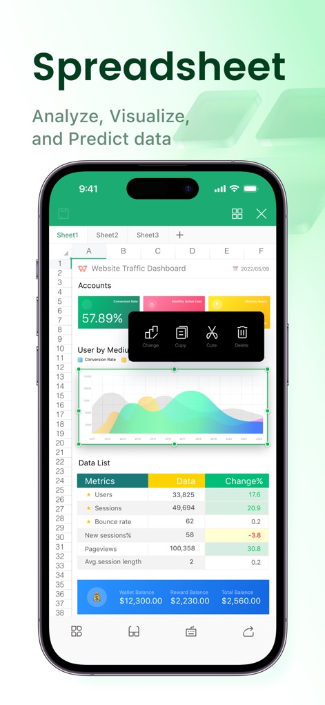 WPS Office: PDF, Docs, Sheets - Dynamic Data Sheets