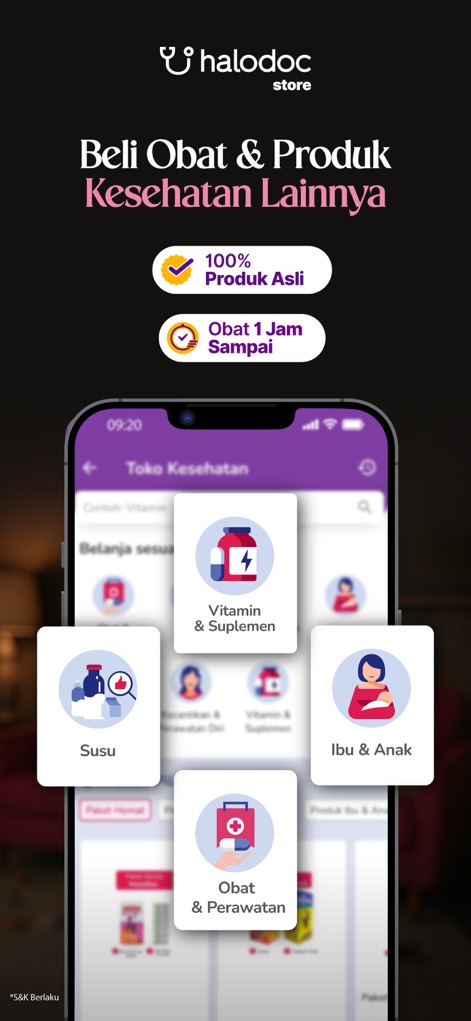 Halodoc: Doctor & Medicine - La plateforme offre une large sélection de produits de santé, des "vitamines et suppléments" aux "produits pour mères et enfants", garantissant une livraison rapide de produits authentiques.
