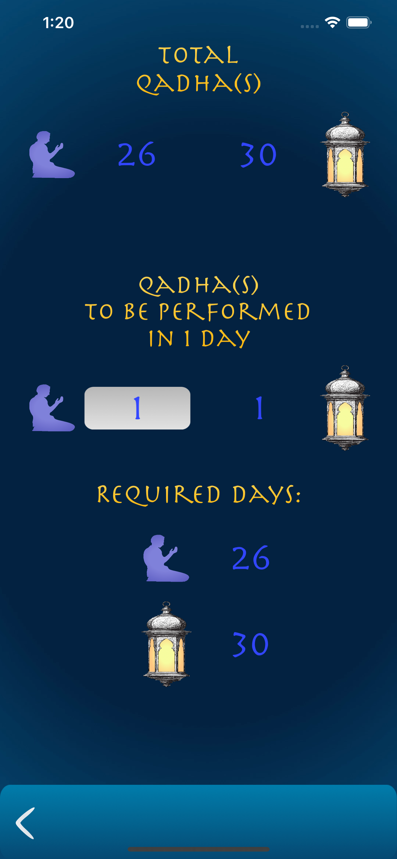 قضاء - Qadha Prayer Counter