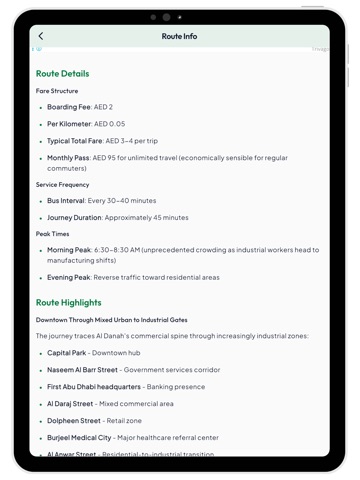Abu Dhabi Bus Routes iPad screenshot