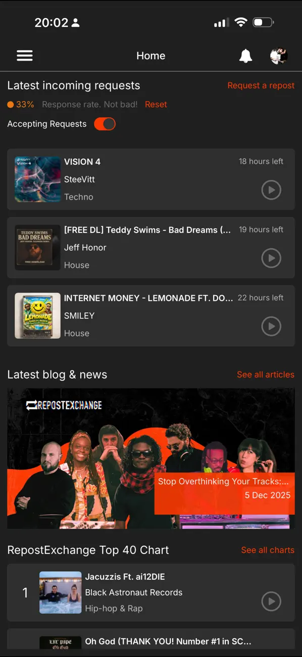 Screenshot #1 pour RepostExchange - Promote Music