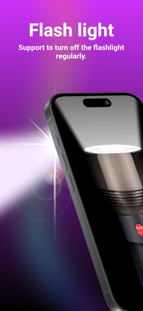 LED Banner - Make It Big Text - Highlighting a practical feature, this view shows the phone's 'Flash light' functionality, complete with options for scheduled operation.