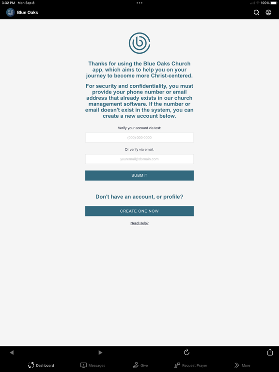 Blue Oaks Church iPad screenshot 1 - Education app
