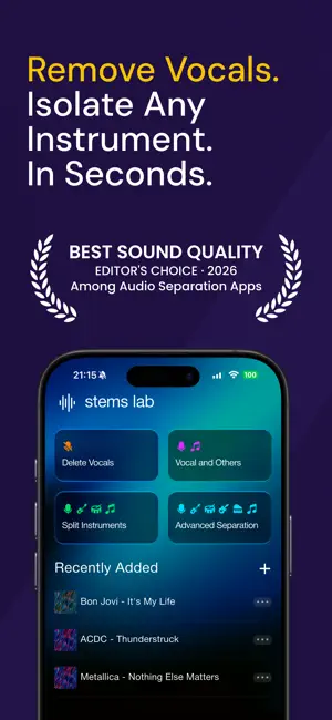 Vocal Remover AI: Stems Lab iPhone screenshot 1
