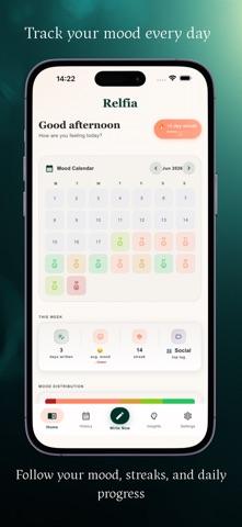AI Journal & Mood - Relfia iPhone screenshot