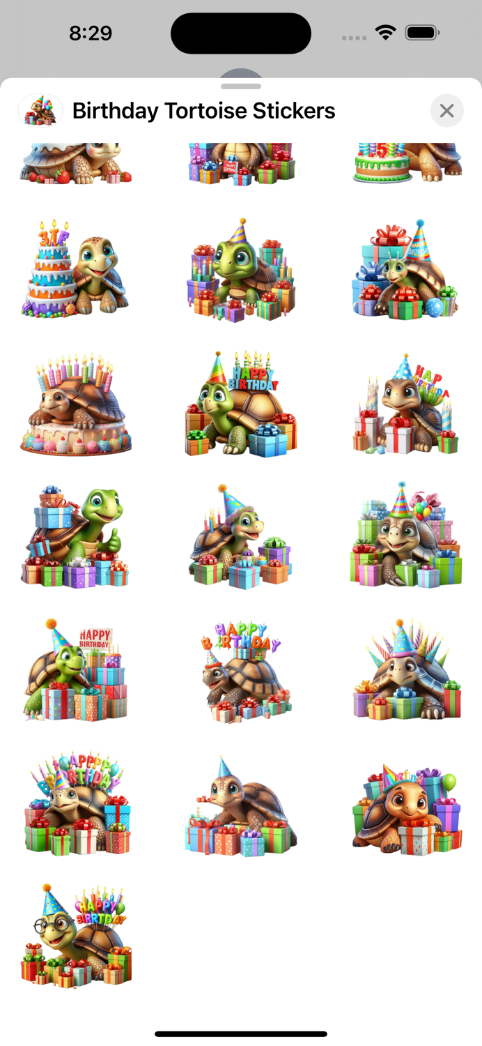 Birthday Tortoise Stickers