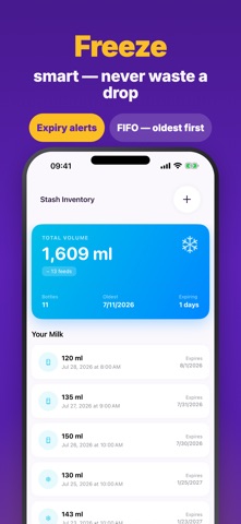 Pumping Tracker: Milk Stash iPhone screenshot
