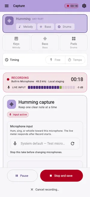 QuickHumming - Melody Maker screenshot 2