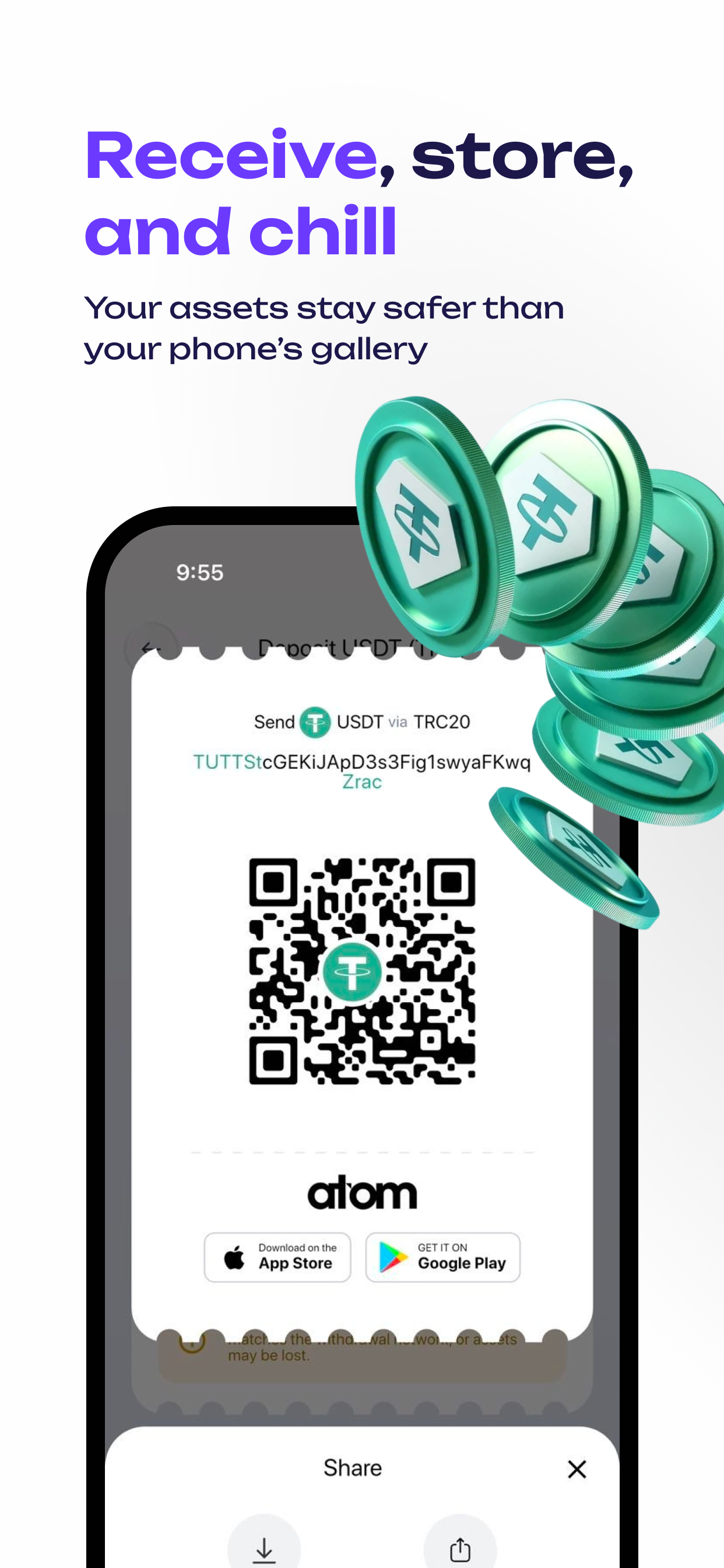 Atom: Crypto & USDT Wallet screenshot 4