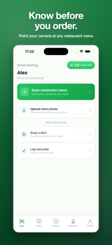 Snackly: Menu Calorie Scanner screenshot