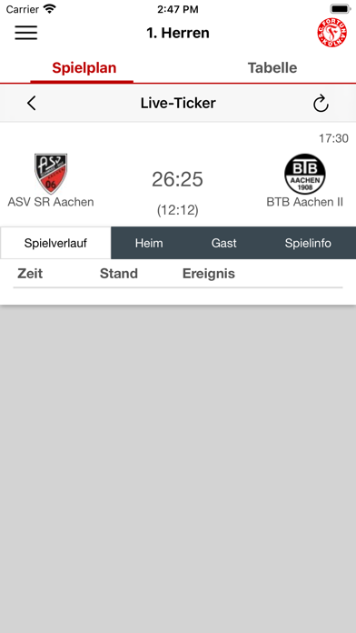 Fortuna Köln Handball Screenshot