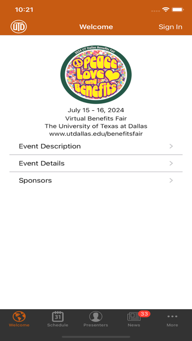 UTD Benefits Fair Screenshot