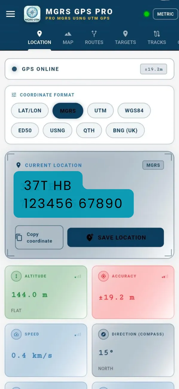 Screenshot #1 pour MGRS & UTM GPS Maps PRO