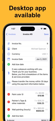 SubTotal PDF Invoice Maker iPhone screenshot