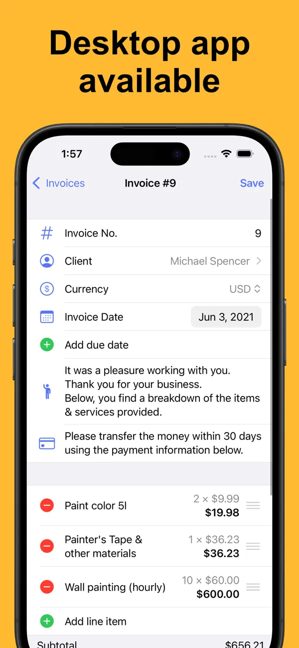 #6. Invoice Maker: SubTotal (iOS) Przez: Timo Partl