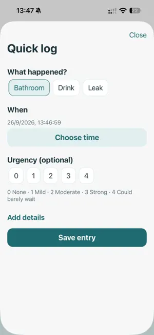Bladder Diary 40+ screenshot 2
