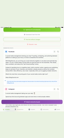 Blog2Social Social Media App iPhone screenshot