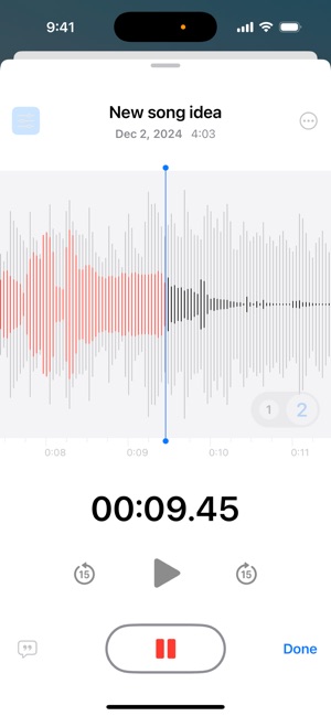 Screenshot of Voice Memos