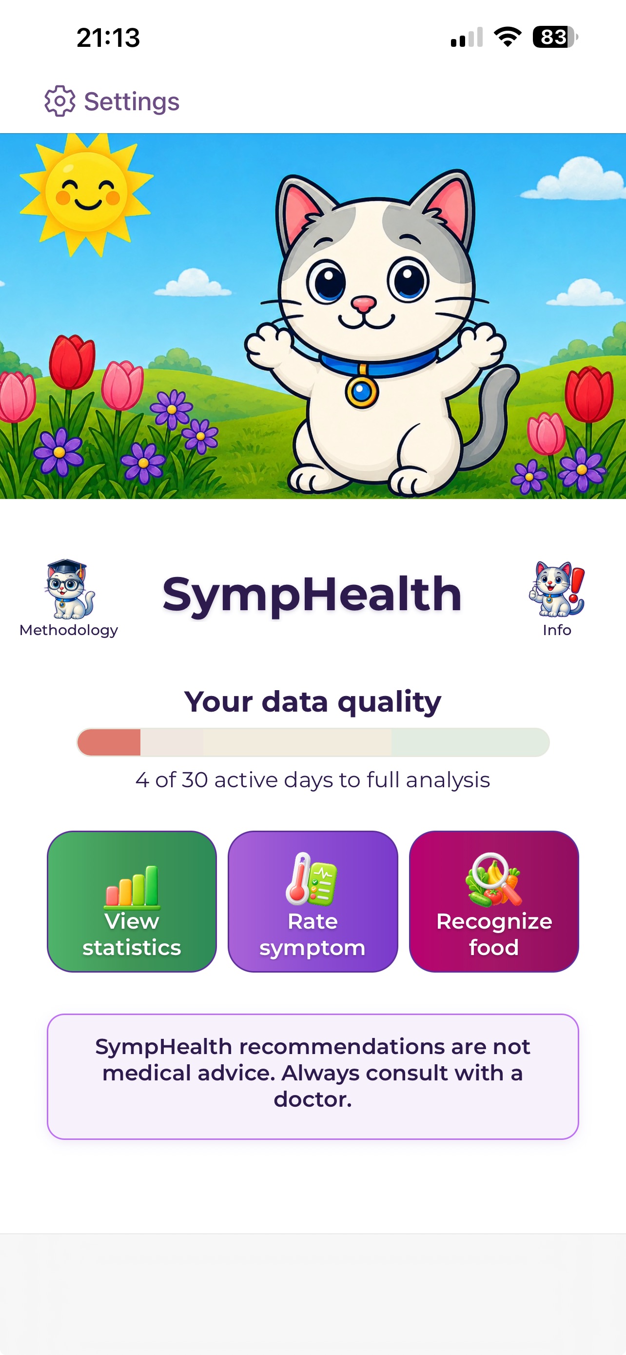 Screenshot 1 of SympHealth: Food & Symptoms