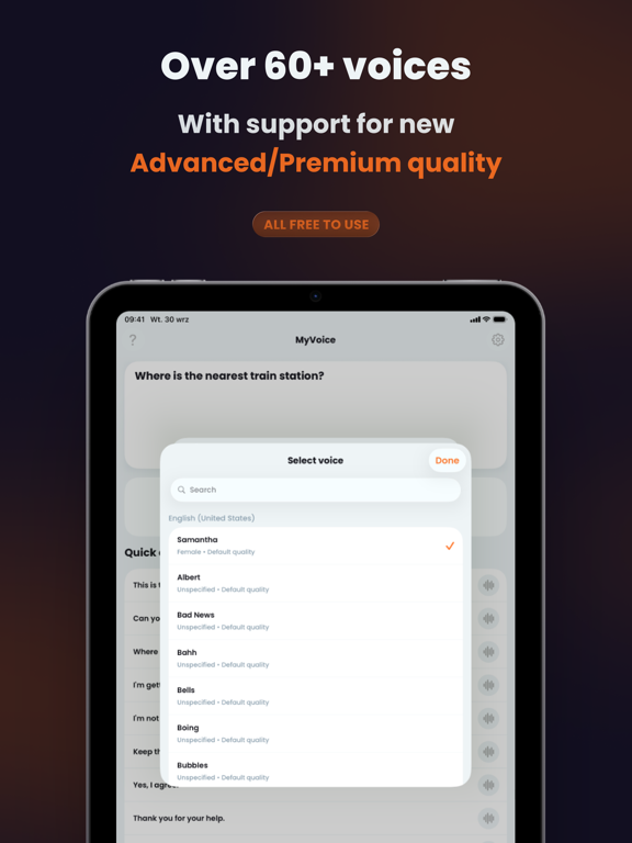 MyVoice - Speech Assistant iPad screenshot 2 - Utilities app