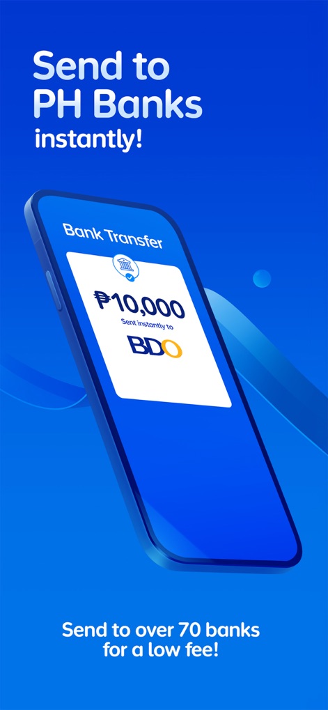 GCash - Discover the app's rapid "Bank Transfer" feature, highlighting instant transfers to major Philippine banks such as "BDO" for quick financial support.