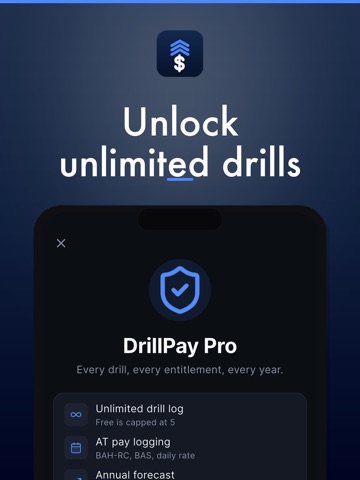 Reserve Drill Pay Tracker iPad screenshot