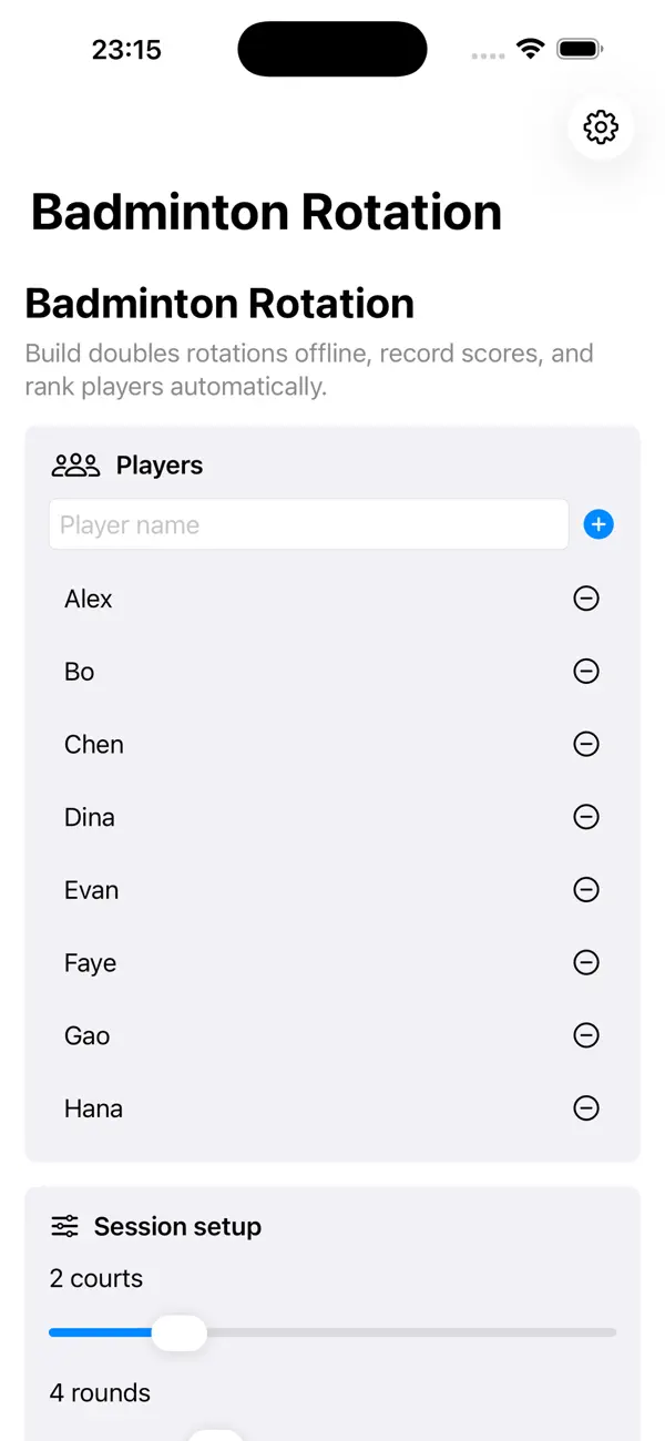 Screenshot #3 pour Rotation Badminton Scores2026
