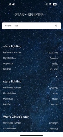 Star Register screenshot
