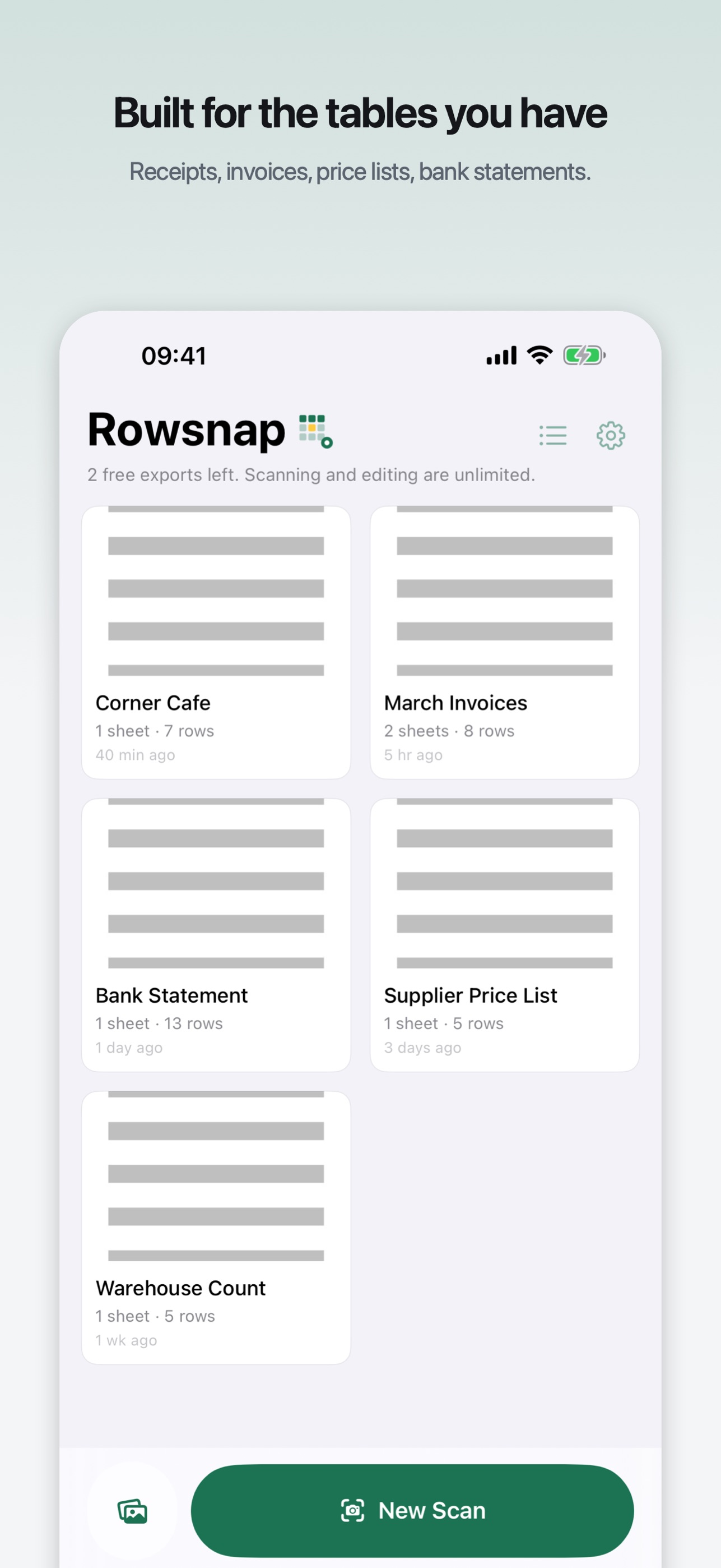 Screenshot 2 of Rowsnap: Receipt to Excel