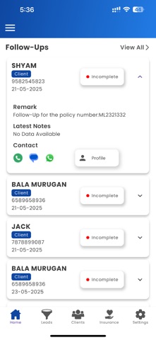 InsureCRM screenshot