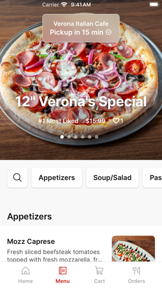 Verona Italian Cafe iPhone screenshot 2 - Food & Drink app