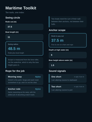 Maritime Toolkit iPad screenshot