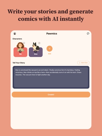Pawmics: Comic Maker AI iPad screenshot
