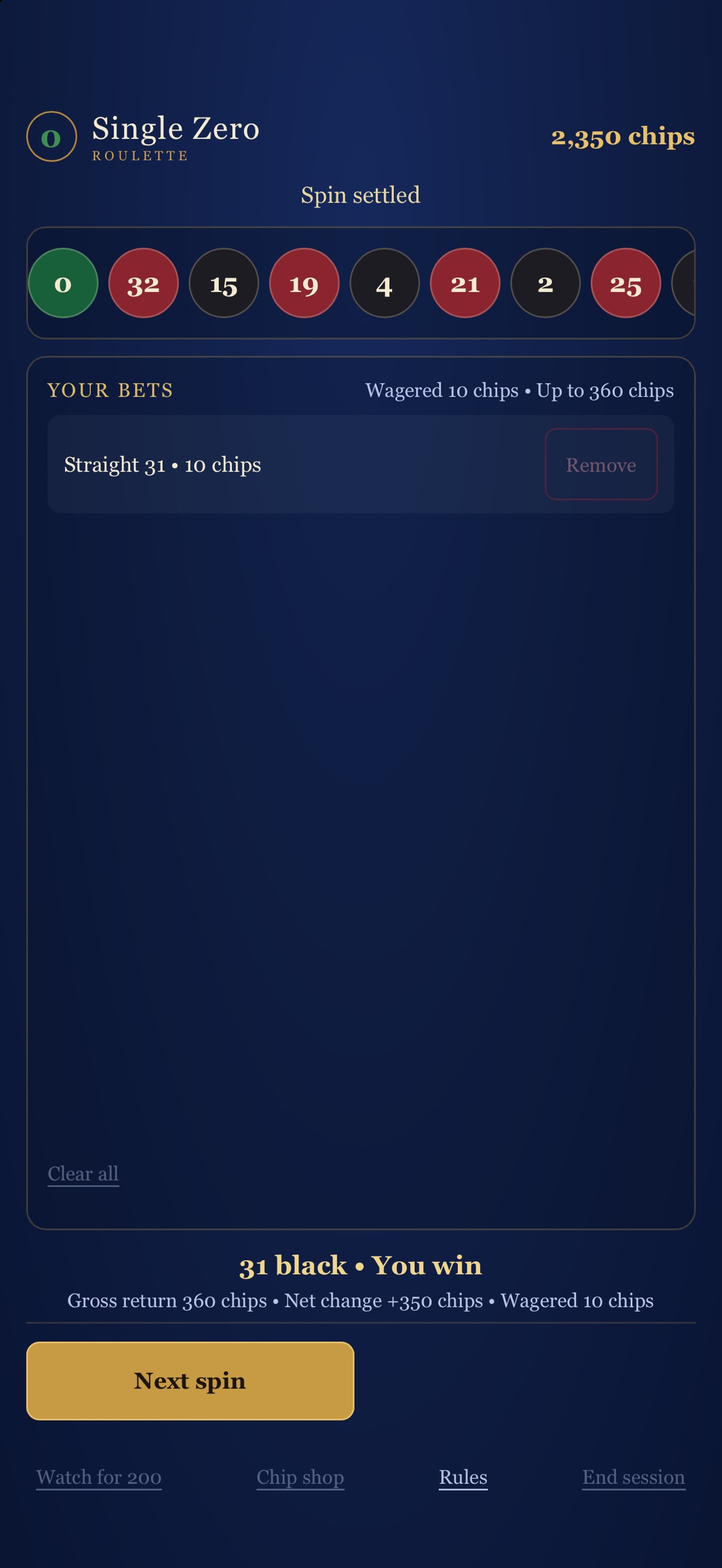 Screenshot 3 of Single Zero Roulette