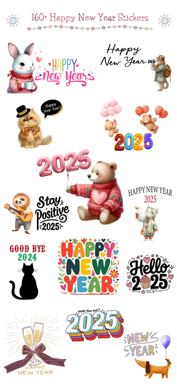 Screenshot #1 pour Happy New Year Stickers Set