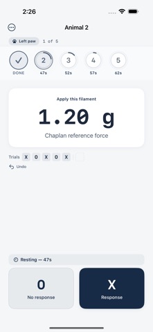 Screenshot 1 of Von Frey App