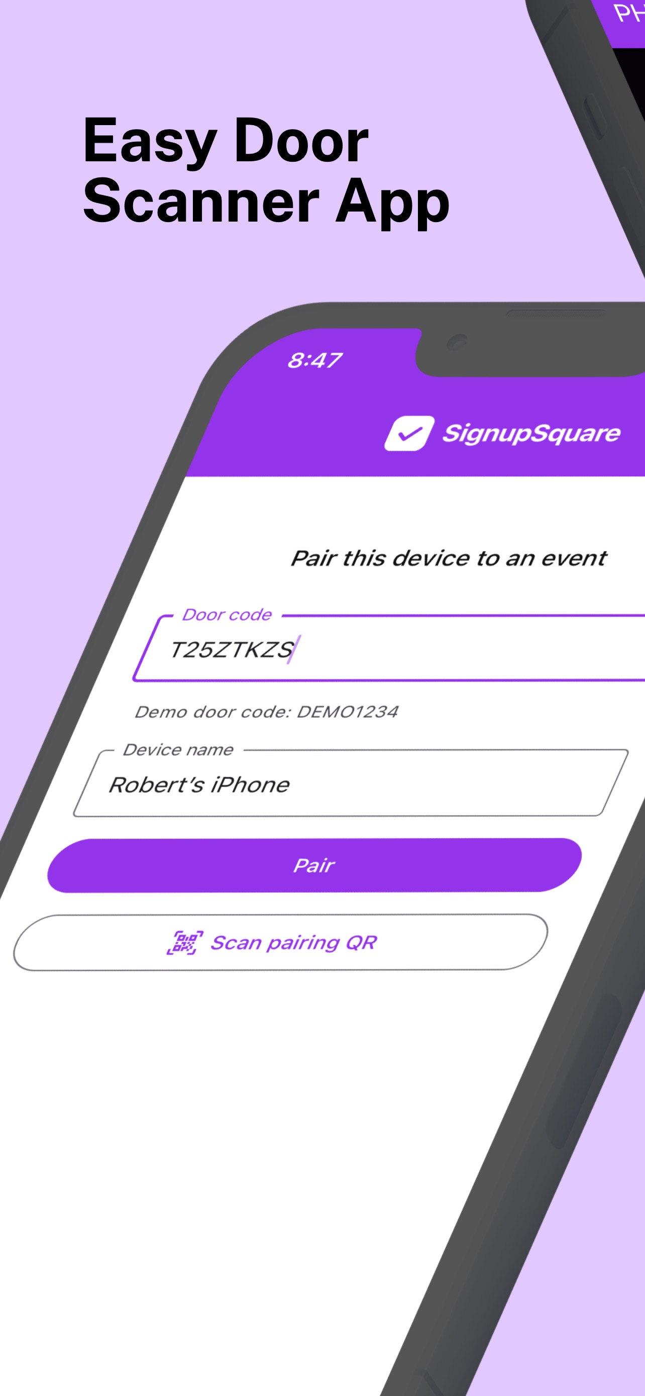 Screenshot 1 of Signup Square Entry Scanner