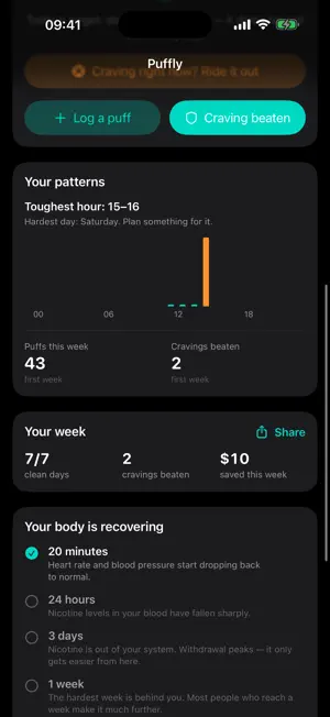 Puffly: Quit Vaping Tracker screenshot 2