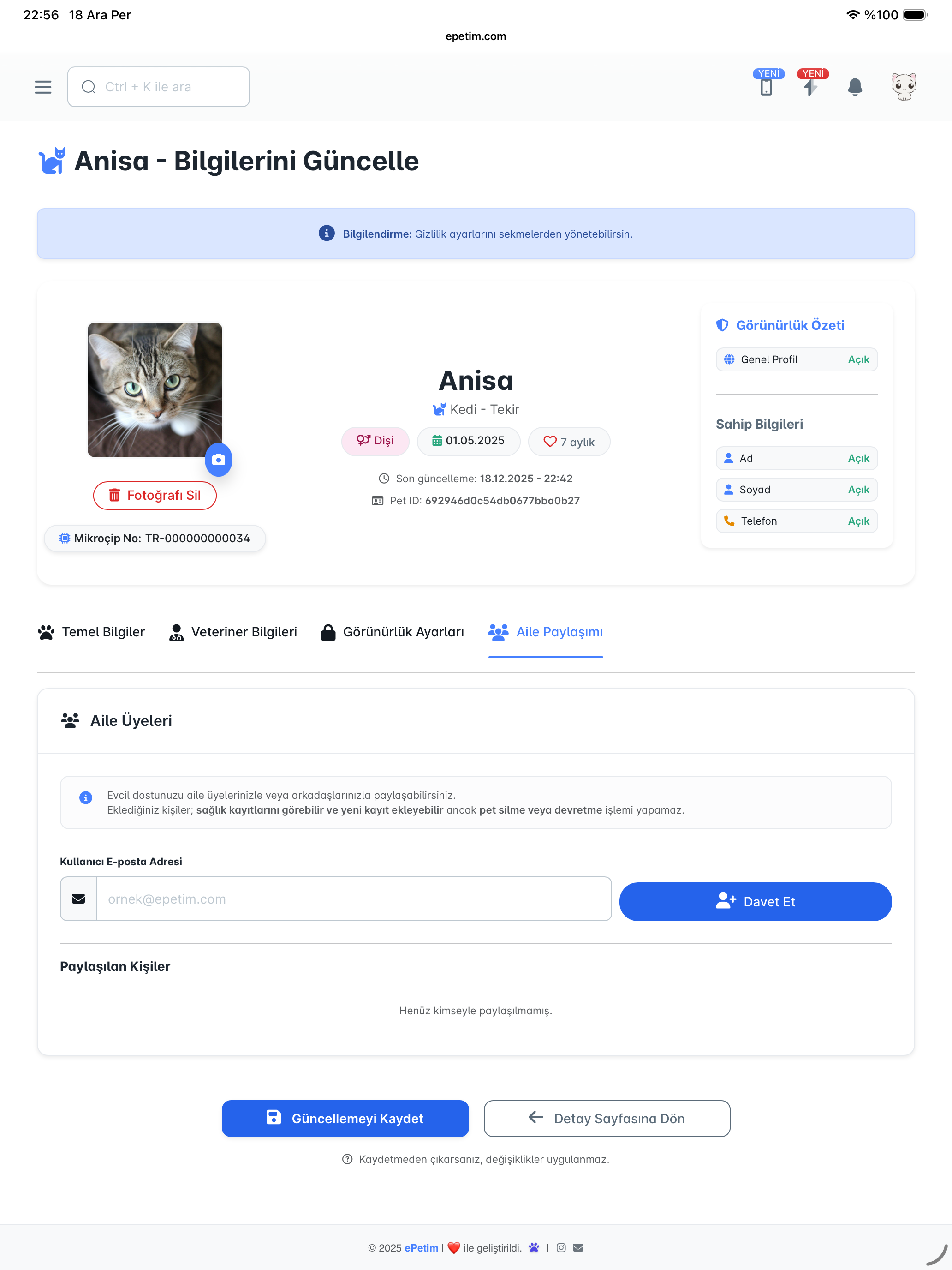 ePetim - Dijital Pet Kimliği screenshot 17