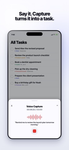 Capture: Voice Task Manager iPhone screenshot