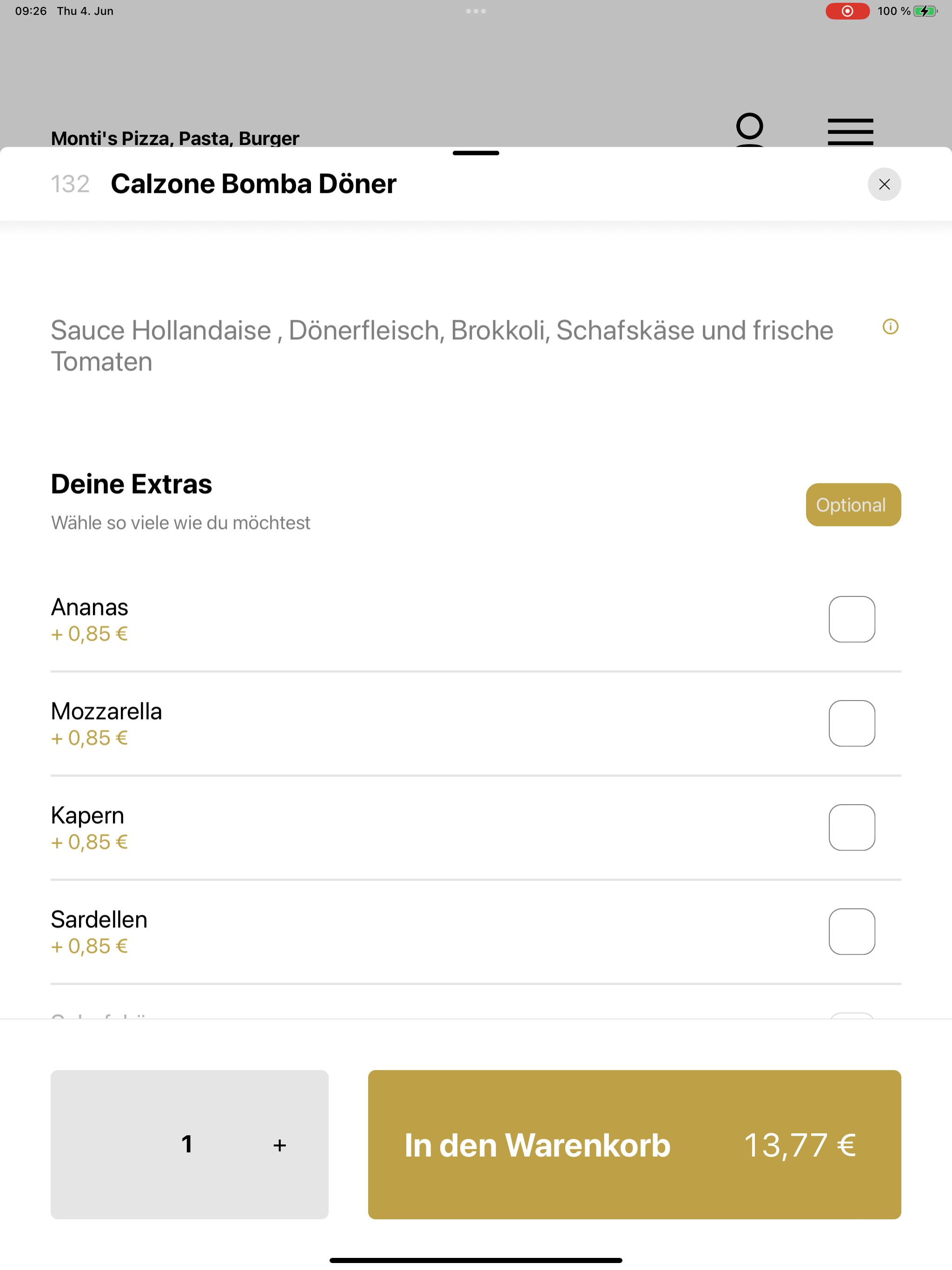 Monti's Pizza,Pasta, Burger DE screenshot 8