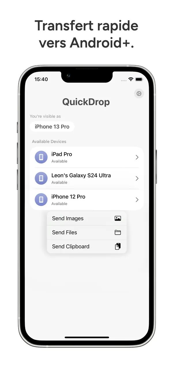 Screenshot #1 pour QuickDrop - Transfert Android
