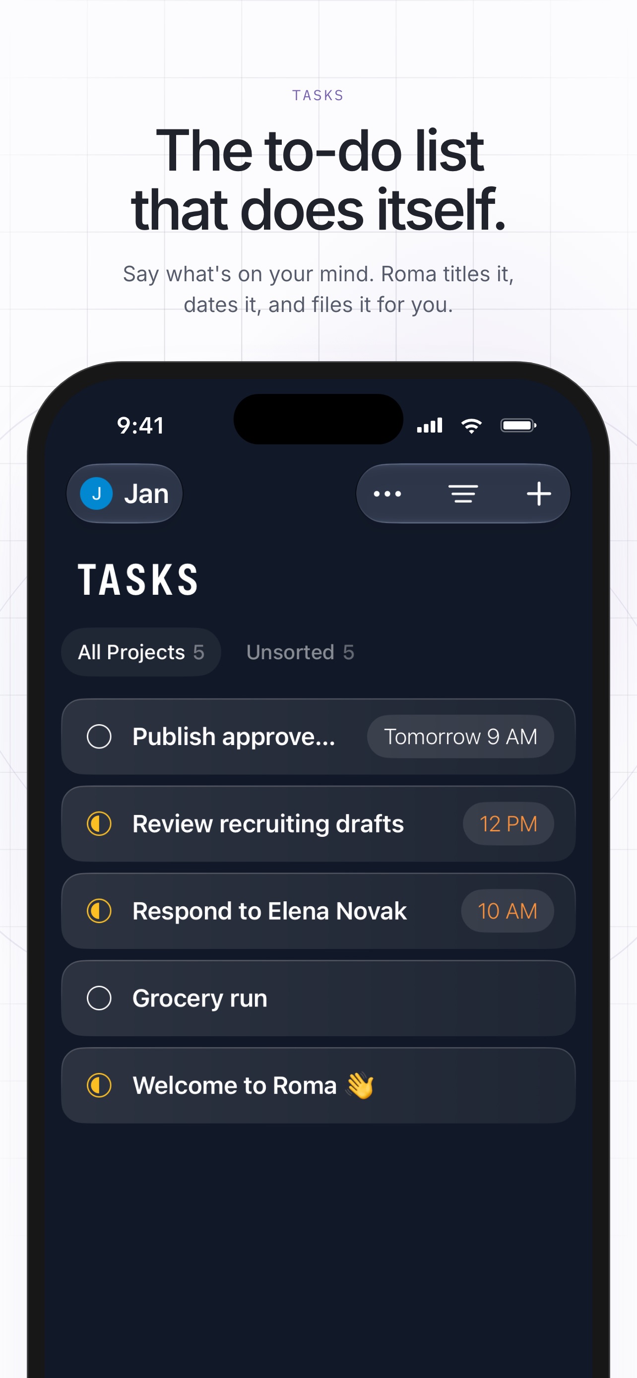 Screenshot 1 of Roma: AI Tasks & Reminders