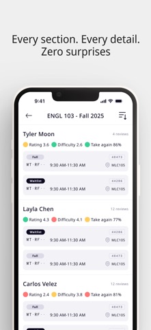 MyProfessor College iPhone screenshot