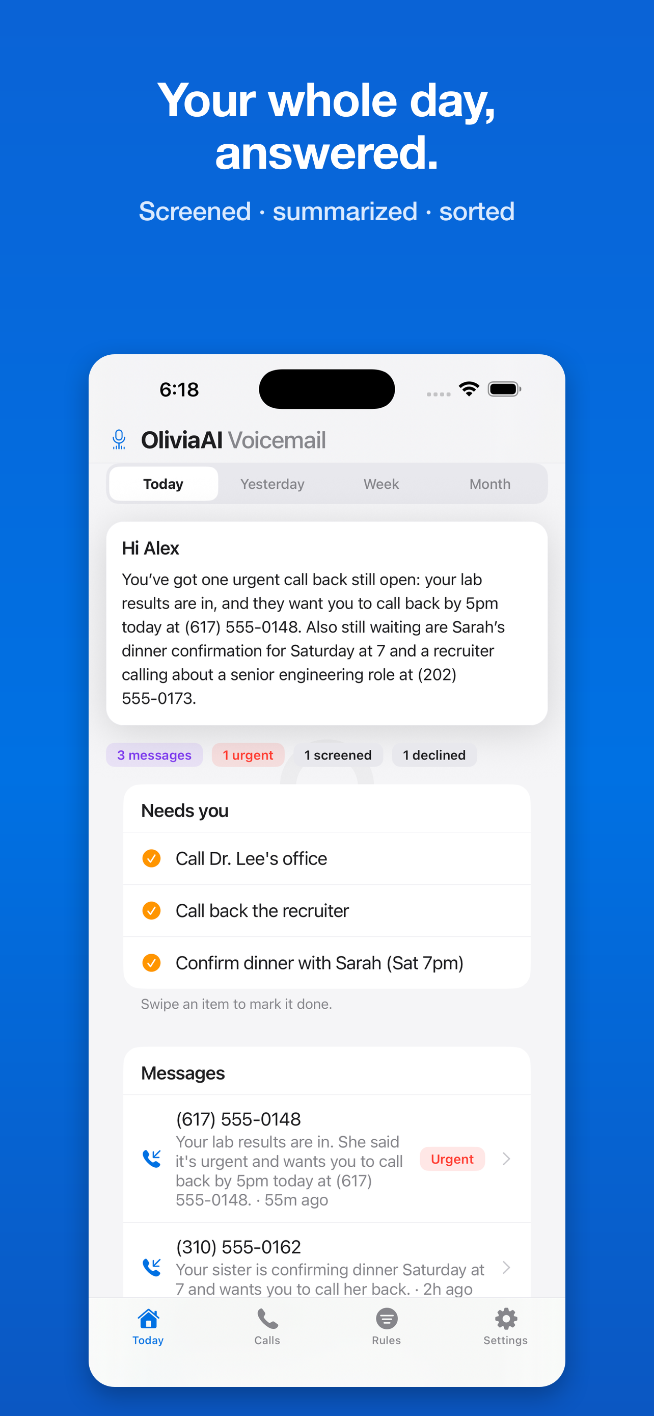 OliviaAI Voicemail screenshot 4