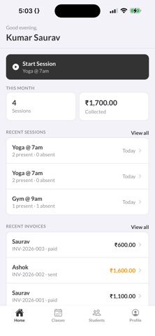 Present+ Attendance & Invoices screenshot