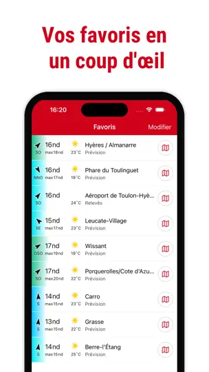 Capture d'écran de Windfinder: Carte Vent & Météo sur iPhone 7