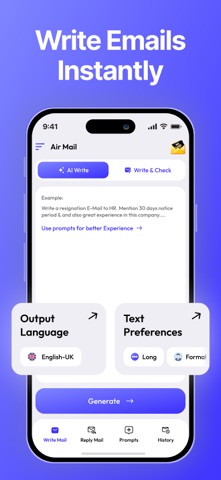 AI Email Generator - Air Mail iPhone screenshot